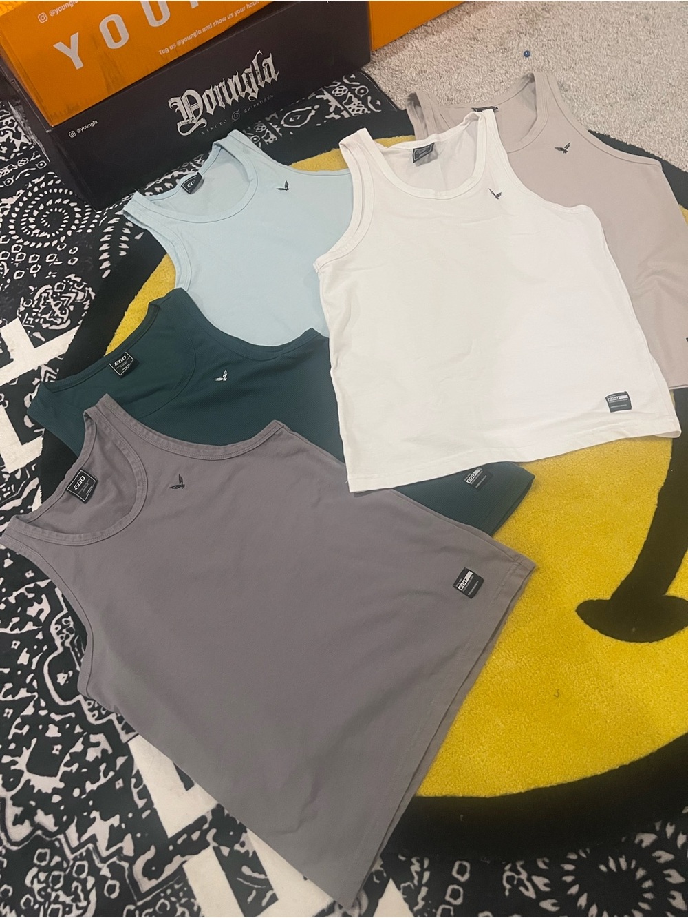EGO Men's Tank Tops - White, Light Blue, Gray, Dark Green, Beige